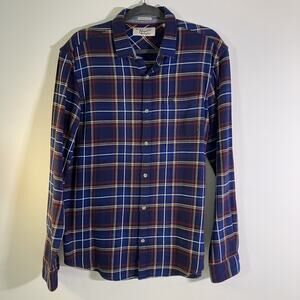 Penguin Shirt Mens Large Blue Red Plaid Heritage Slim Fit Long Sleeve Flannel